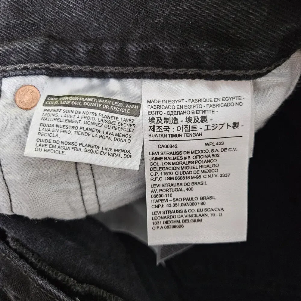 Levis 501 Jeans Mens 32X28 (Tag 36X30) Black Straight Fit Button Fly Iconic